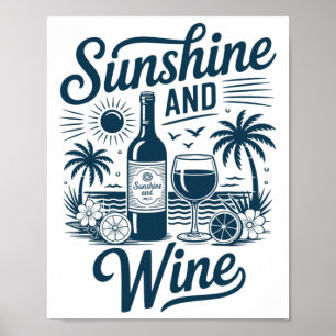 Zonneschijn En Wijn Strand Retro 70s Vintage Vakan Poster