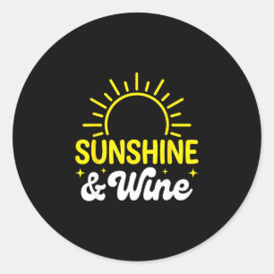 Zonneschijn en wijn zomer buiten ronde sticker