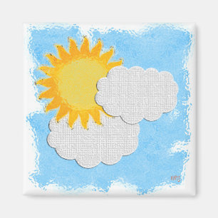 Zonneschijn en wolken geanimeerd magneet