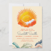 Zonneschijn en wolken Geel Grijs Retro Baby Shower Kaart (Voorkant)