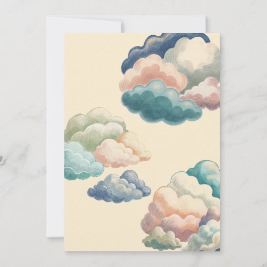 Zonneschijn en wolken Geel Grijs Retro Baby Shower Kaart (Achterkant)