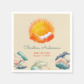 Zonneschijn en Wolken Geel Grijs Retro Baby shower Servet (Voorkant)