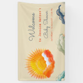 Zonneschijn en Wolken Geel Grijs Retro Baby shower Spandoek (Verticaal)