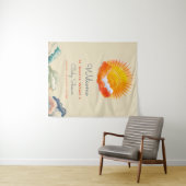 Zonneschijn en wolken Geel Grijs Retro babyfeestje Wandkleed (In Situ (horizontaal))