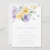 Zonneschijn Geel & Lavendel Paarse Baby shower Kaart (Voorkant)