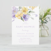 Zonneschijn Geel & Lavendel Paarse Baby shower Kaart (Staand voorkant)