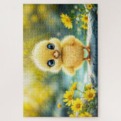 Zonneschijn geel pluizige kip blauw - eyed bird legpuzzel (Verticaal)