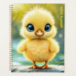 Zonneschijn geel pluizige kip blauw - eyed bird planner