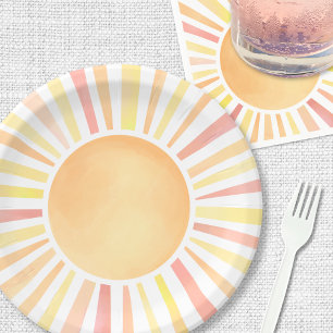 Zonneschijn Geel Sinaasappel Zon Papieren Bordje