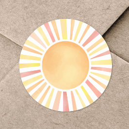 Zonneschijn Geel Sinaasappel Zon Ronde Sticker