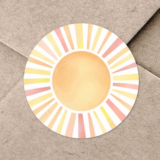 Zonneschijn Geel Sinaasappel Zon Ronde Sticker