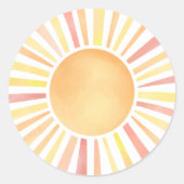 Zonneschijn Geel Sinaasappel Zon Ronde Sticker (Voorkant)