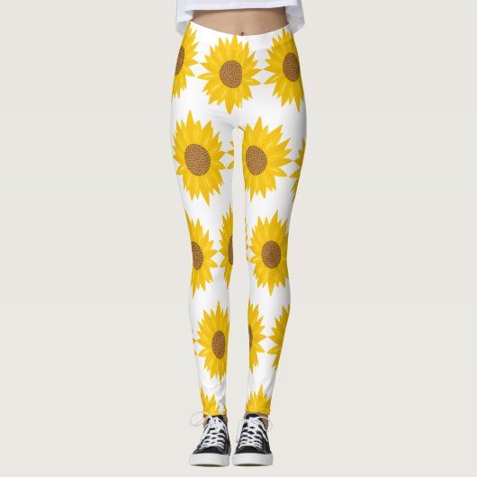 Zonneschijn Geel Zonnebloem Bloemen Leggings (Voorkant)