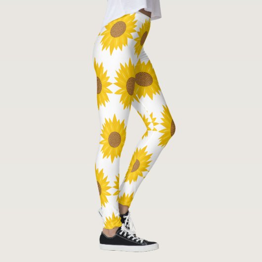 Zonneschijn Geel Zonnebloem Bloemen Leggings (Rechts)