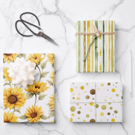 Zonneschijn Geel Zonnebloemen Wrapping Paper Sheet (Voorkant)