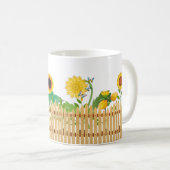 Zonneschijn Gele Bloemen en Tuinhek Natuur Koffiemok (Voorkant rechts)