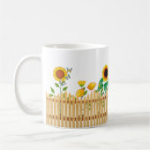 Zonneschijn Gele Bloemen en Tuinhek Natuur Koffiemok (Links)