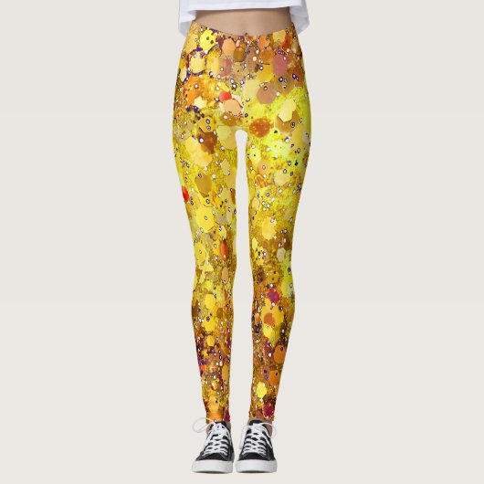 Zonneschijn Gele Stippen Leggings (Voorkant)