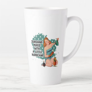 Zonneschijn gemengd met orkaan retro huisvrouw latte mok