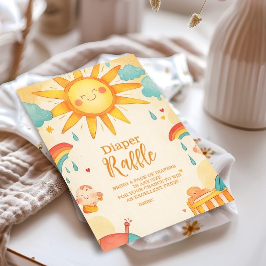 Zonneschijn Genderneutraal Boho Sun Diapper Raffle Informatiekaartje