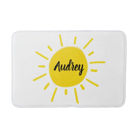 Zonneschijn geschilderd grillige gele zon badmat (Voorkant)