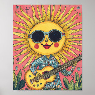 Zonneschijn Gitaar spelend Poster