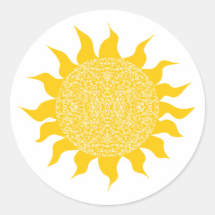 Zonneschijn Heldere Gele Zon Ronde Sticker
