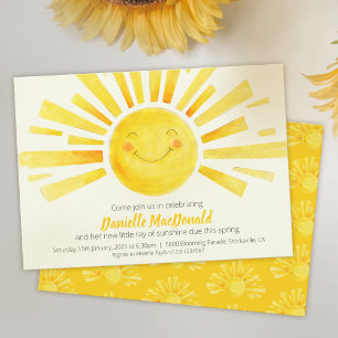 Zonneschijn heldergeel grillig baby shower kaart