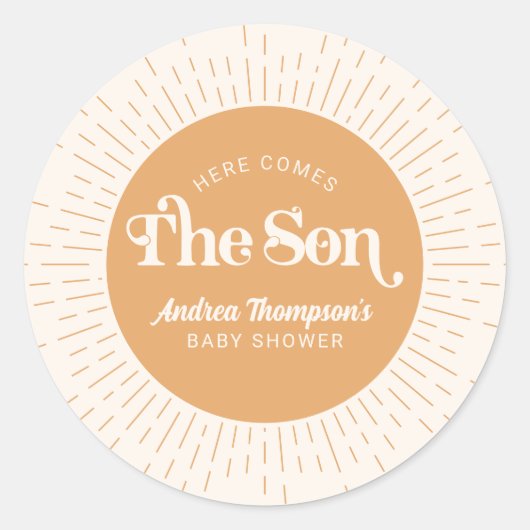 Zonneschijn hier komt de Son Boy Bay Douche Ronde Sticker (Voorkant)