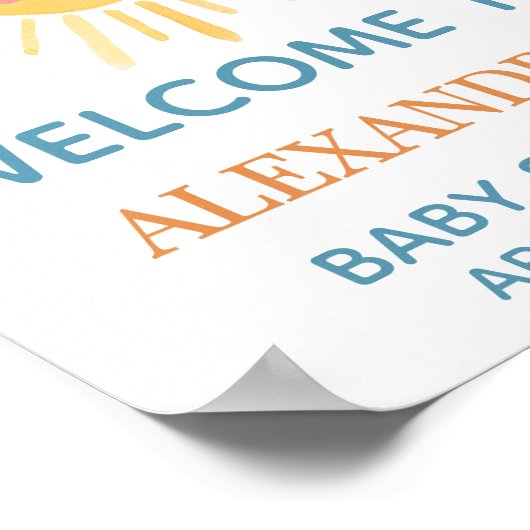 Zonneschijn hier komt het welkomstbord van de zoon poster (Hoek)