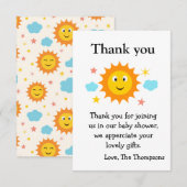 Zonneschijn hier komt het zon Baby shower Bedankkaart (Voorkant / Achterkant)
