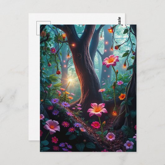 Zonneschijn in een grillig sprookjesbos briefkaart (Voorkant / Achterkant)