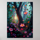 Zonneschijn in een grillig sprookjesbos poster (Voorkant)