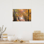 Zonneschijn in een herfstbos poster (Keuken)