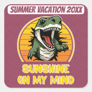 Zonneschijn in mijn hoofd, Dino op zonsondergang a Vierkante Sticker