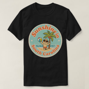 Zonneschijn in South Carolina_ Retro Palm Tree T-shirt