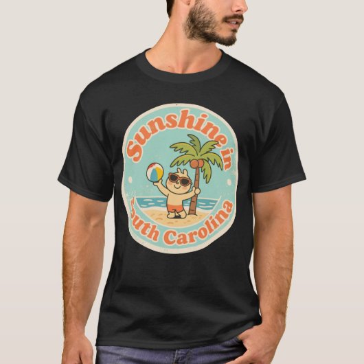 Zonneschijn in South Carolina_ Retro Palm Tree T-shirt (Voorkant)