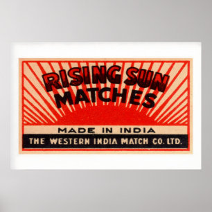 Zonneschijn India Lucifers Oude Aansteeklabel Poster