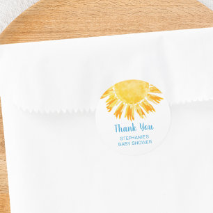 Zonneschijn Jongens Baby Borrel Bedankt Ronde Sticker