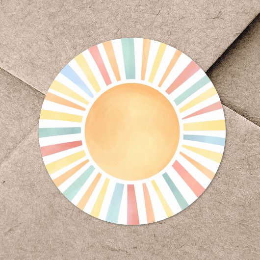 Zonneschijn Kleurrijke Waterverf Zon Ronde Sticker