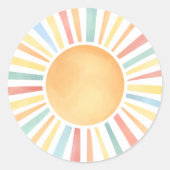 Zonneschijn Kleurrijke Waterverf Zon Ronde Sticker (Voorkant)