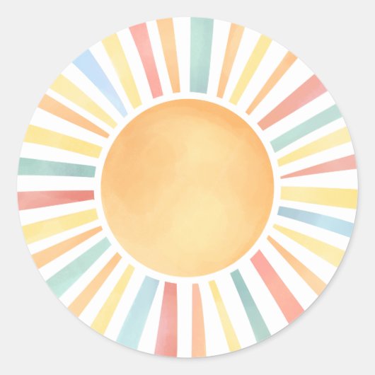 Zonneschijn Kleurrijke Waterverf Zon Ronde Sticker (Voorkant)