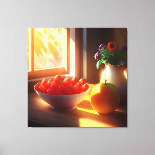 Zonneschijn kom van fruit en bloemen 10 canvas afdruk (Voorkant)