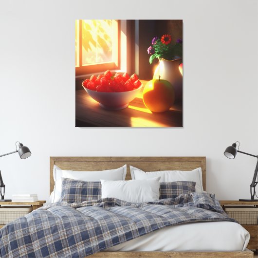 Zonneschijn kom van fruit en bloemen 10 canvas afdruk (Insitu (Slaapkamer))