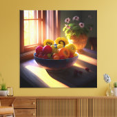 Zonneschijn kom van fruit en bloemen 1 canvas afdruk (Insitu (Woonkamer))