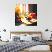 Zonneschijn kom van fruit en bloemen 6 canvas afdruk (Insitu (Slaapkamer))
