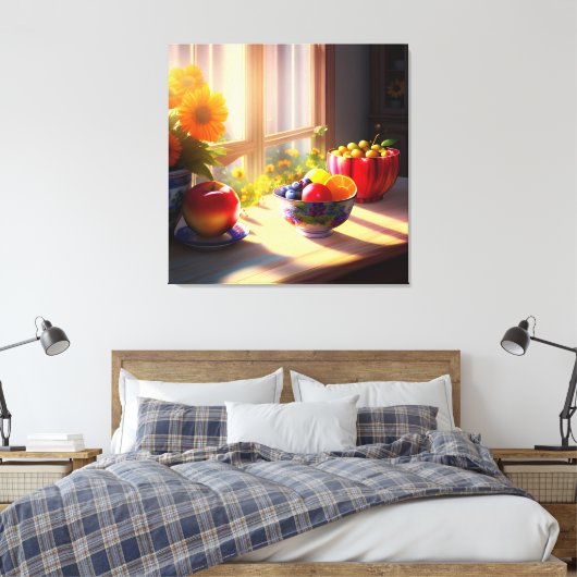 Zonneschijn kom van fruit en bloemen 6 canvas afdruk (Insitu (Slaapkamer))