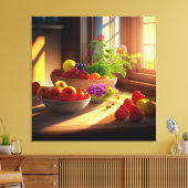 Zonneschijn kom van fruit en bloemen 7 canvas afdruk (Insitu (Woonkamer))