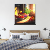 Zonneschijn kom van fruit en bloemen 7 canvas afdruk (Insitu (Slaapkamer))