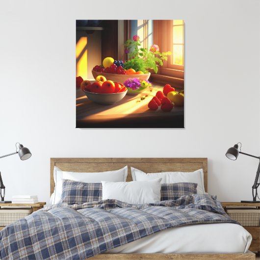 Zonneschijn kom van fruit en bloemen 7 canvas afdruk (Insitu (Slaapkamer))